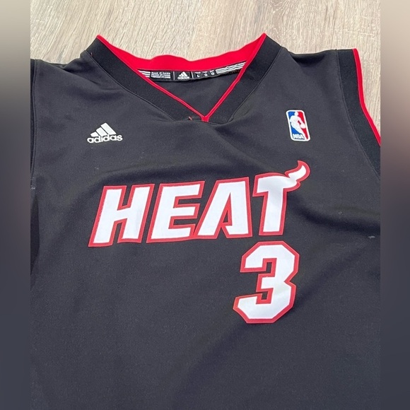Adidas Miami Heat Dwyane Wade Number 3 Size Large Jump Man Jersey Black - Picture 5 of 9